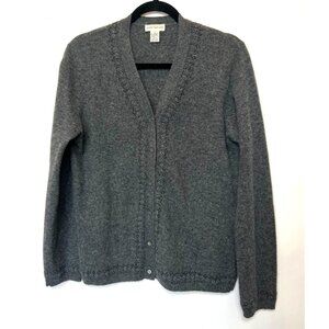 Ann Taylor Gray Lambswool Angora Beaded Cardigan Sweater Size Large Abalone